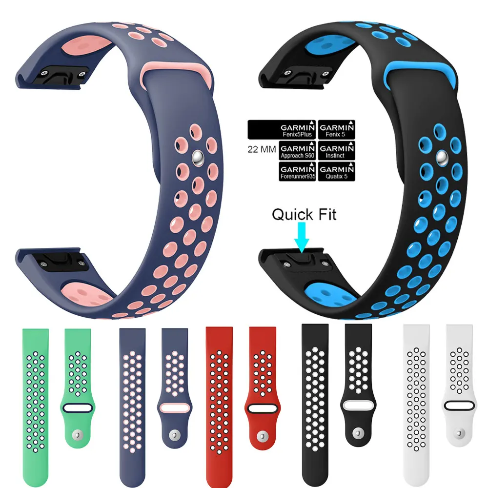 

Silicone Wrist Strap for Metal Watch Garmin Fenix 5 ,forerunner935 , Quati x5/Instinct Quick Bands Fashion Watch Band 22mm
