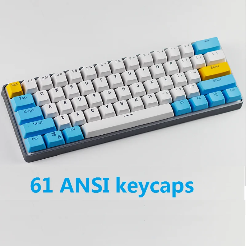 WESAPPA 61 клавиша PBT подсветка DIY Трехцветная механическая клавиатура колпачок для