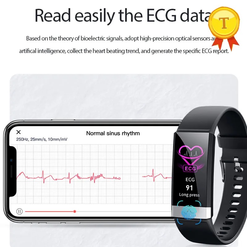 

2019 Smart Bracelet IP68 waterproof ECG+PPG+HRV Heart Rate Blood Pressure Monitor Sleeping Sports Tracker Smartband Wristband