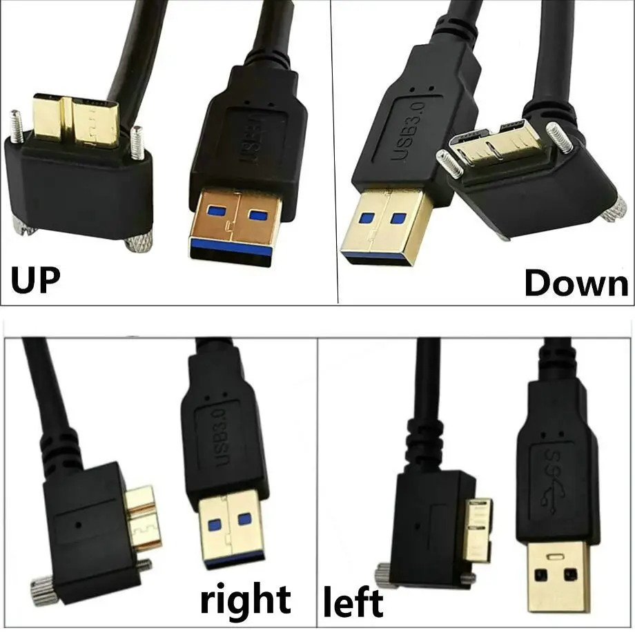 Кабель USB 3 0-90 градусов позолоченный правый левый вверх и вниз Угловой Micro B с