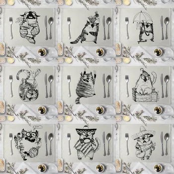 

Cute Cartoon Cat Pattern Table Mat Funny Cat Table Napkin Placemat Kitchen Decoration Dining Accessories