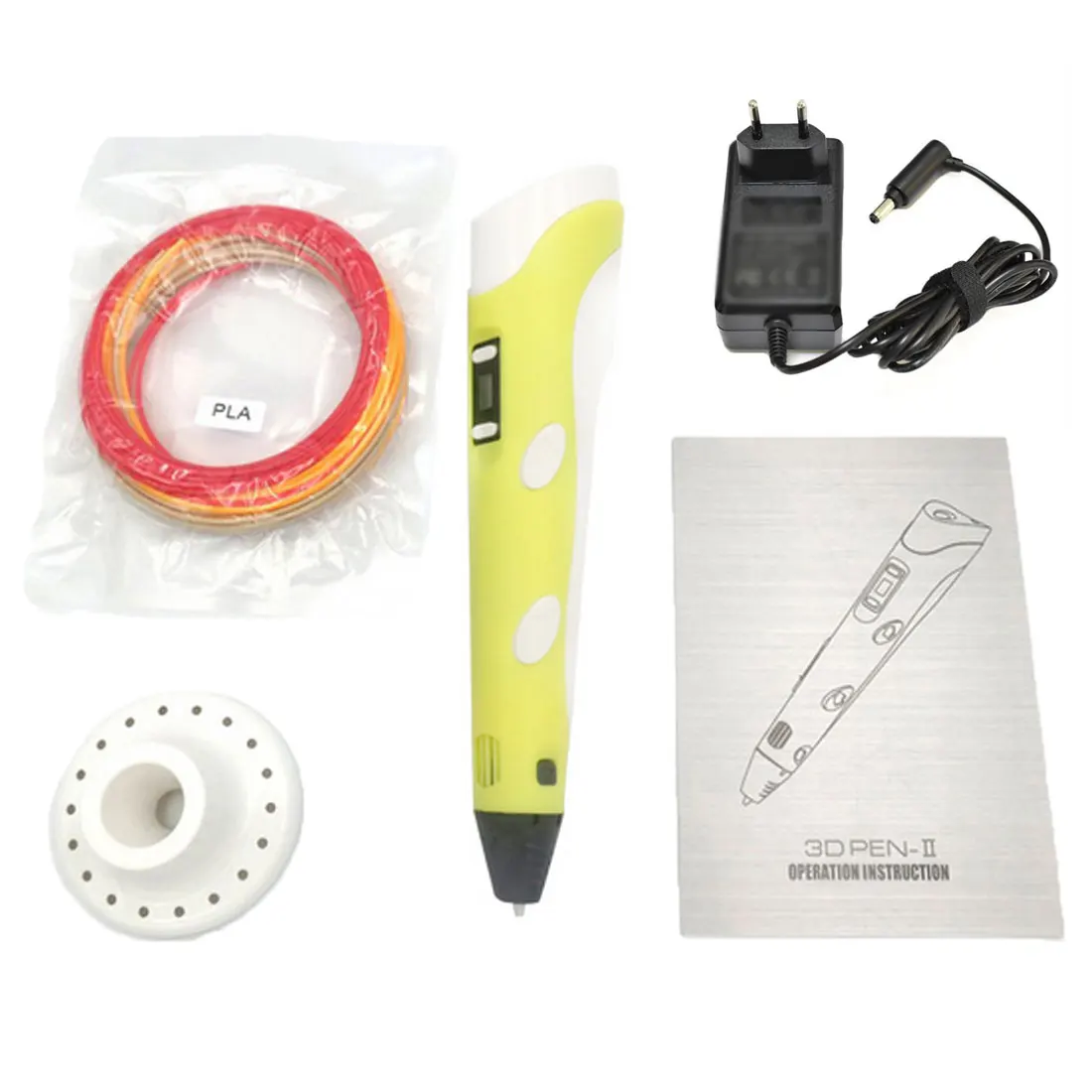 yellow EUplug 3D печать ручка пластиковая DIY трехмерная картина игрушка 3D Ручка детский дизайн рисунок креативная игрушка подарок - Цвет: yellow EUplug
