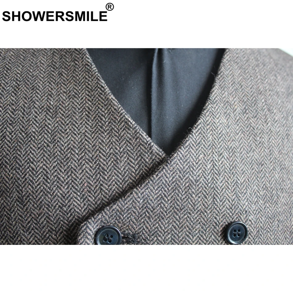 Мужской твидовый жилет shomersmile шерстяной винтажный двубортный коричневые жилетки