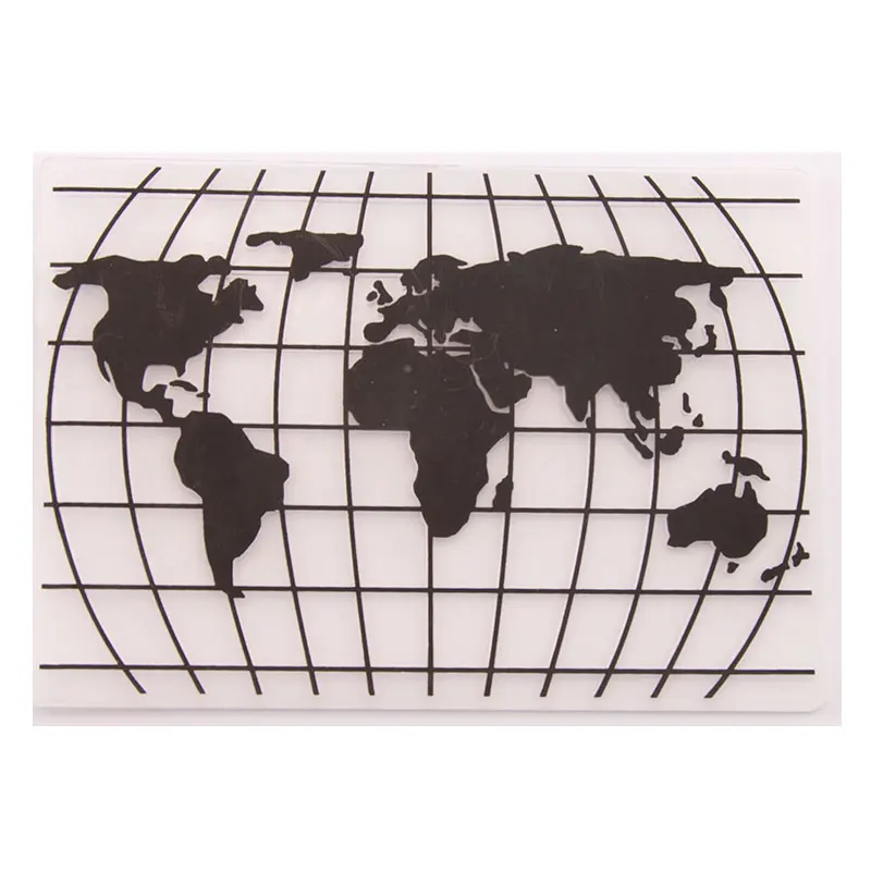 

World Map Plastic Embossing folders Template Stencil for DIY Scrapbooking Making Photo Album Paper Card Craft Decor Supplies