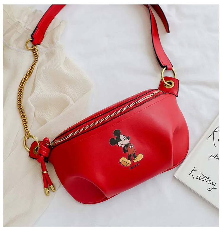 Red Mickey Микки Минни поясные сумки дамские нагрудные телефонные сумки женская сумка через плечо из искусственной кожи Женская поясная сумка Bolsa Feminina - Цвет: Red Mickey