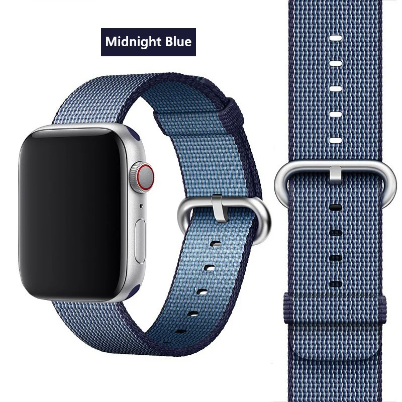 Midnight Blue 13 Ремешок EIMO Nato для apple watch, ремешок 44 мм, 40 мм, apple watch 5, 4, 3, 2, iwatch, ремешок 42 мм, 38 мм, плетеный нейлоновый браслет correa, ремешок для часов - Цвет ремешка: Midnight Blue 13