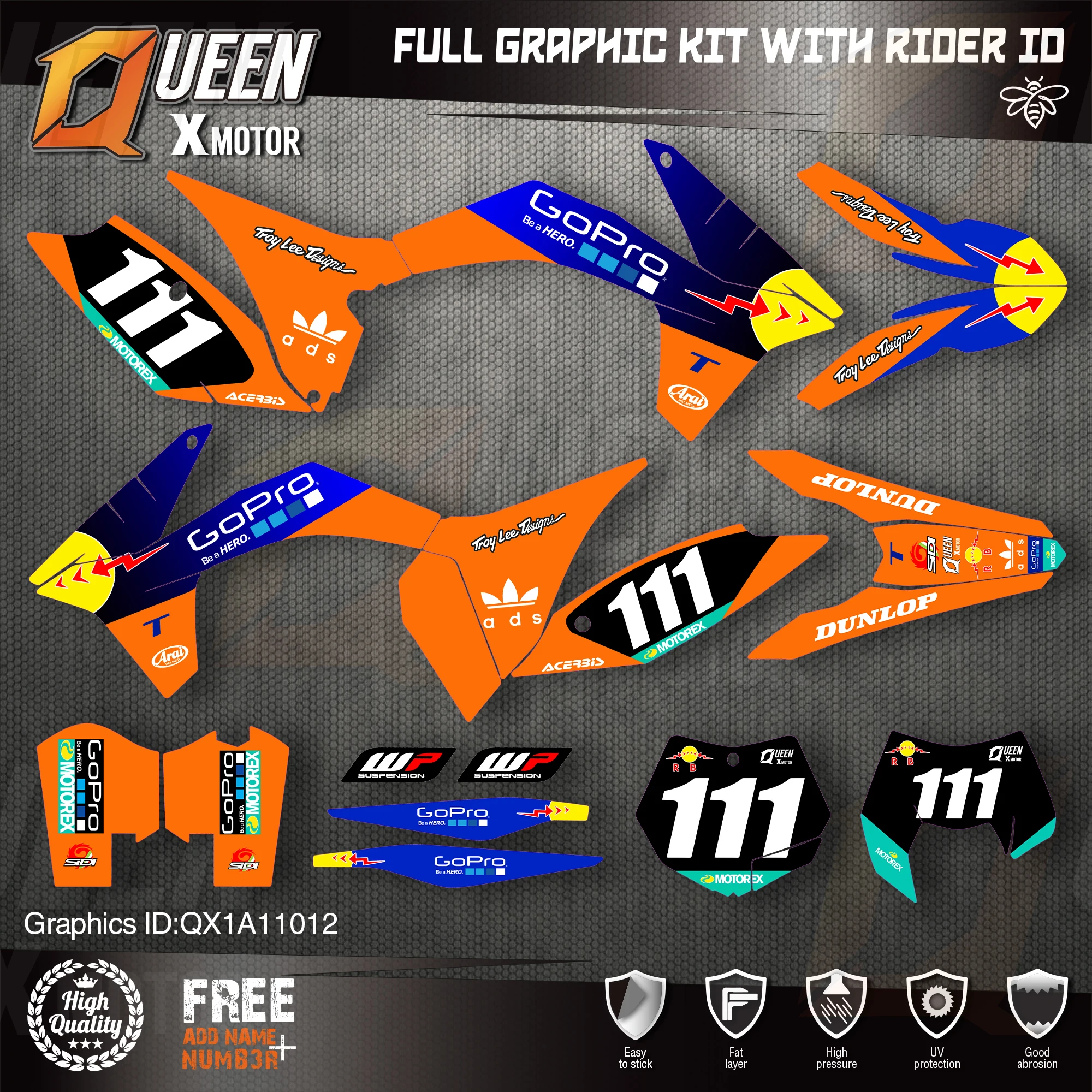 QUEEN X MOTOR Custom Team графические наклейки Набор наклеек для KTM 2011 2012 SX SXF 2013 EXC Φ 012 |
