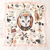 70cm*70cm Silk Square Scarf Women Cartoon cat Bag Print Foulard Big Hijab Bandana Lady Neckerchief High Quality Silk Scarf FJ095 1