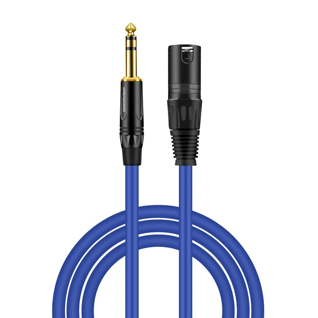 TRS 6.35mm (1/4 Inch) to 3 Pin XLR Balanced Cable, 1/4 Inch Male to Male TRS Cable Cord for Mic, Platform, DJ Pro and More Blue