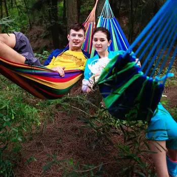 

Portable Hammock Outdoor Hammock Garden Sports Home Travel Camping Swing Canvas Stripe Hang Bed Hammock Red, Blue Free Shipping