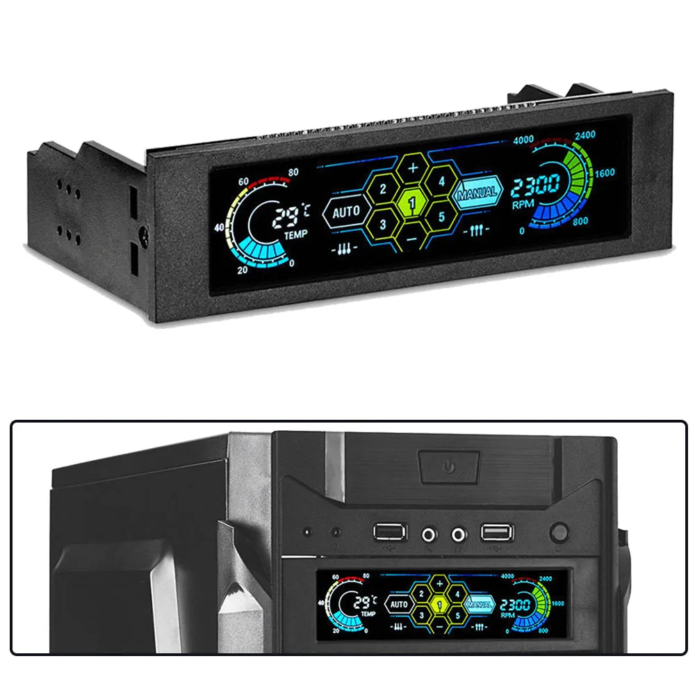 New 5 25 inch temperature monitor drive bay for desktop pc lcd front