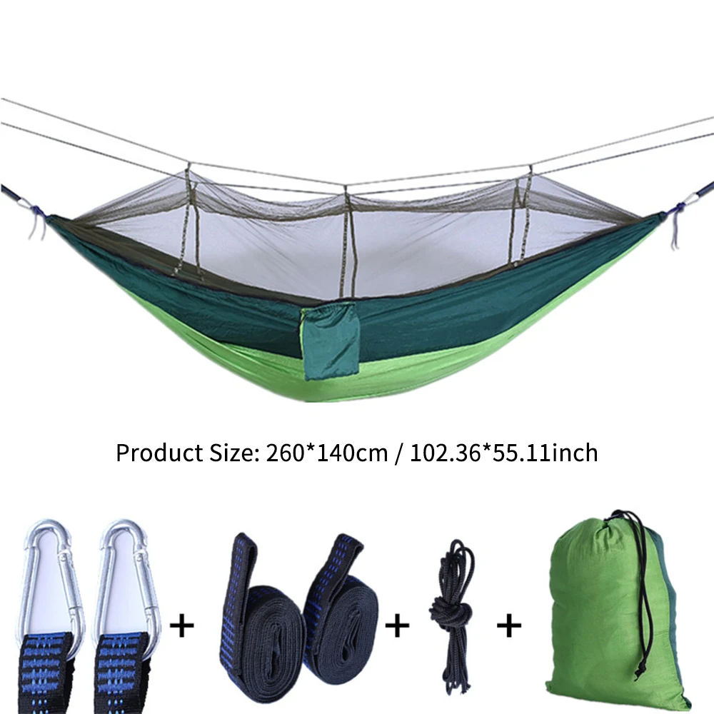 

Hot Outdoor Mosquito Net Parachute Hammock Camping Hammock With Mesh Net Lightweight Portable Nylon Hammock for Outdoor Travel
