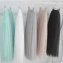 Женские фатиновые юбки модные эластичные с высокой талией сетчатая юбка-пачка со складками юбка средней длины, в пол Saias Faldas Jupe Femmle Long Maxi