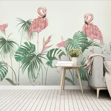 Пользовательские Настенные обои 3D скандинавские ручная роспись Цветочный Тропический тропический лес растение Фламинго фон настенная декоративная живопись