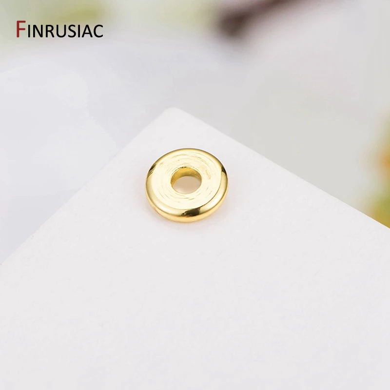 Runde flache Perlen aus vergoldetem Messing metall 3mm/4mm/6mm/8mm Distanz perlen für Schmuck herstellung DIY Zubehör Großhandel
