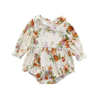 

Autumn Baby Girl Flare Sleeve Floral Pattern Sister Family Matching Outfits Casual Dress Romper