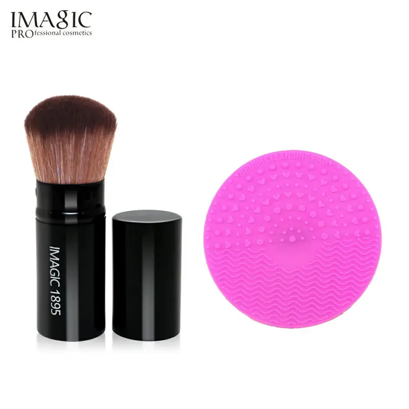 

IMAGIC Professional Retractable Makeup Blush Brush Powder Cosmetic Adjustable Face Power Brush with Brush Cleansing Pad Tools