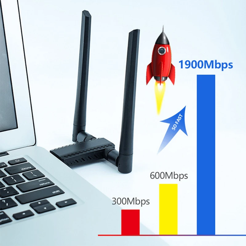 Wi Fi адаптер 1900 Мбит/с USB два диапазона внешний ресивер 802.11b/G/N|Сетевые карты| |