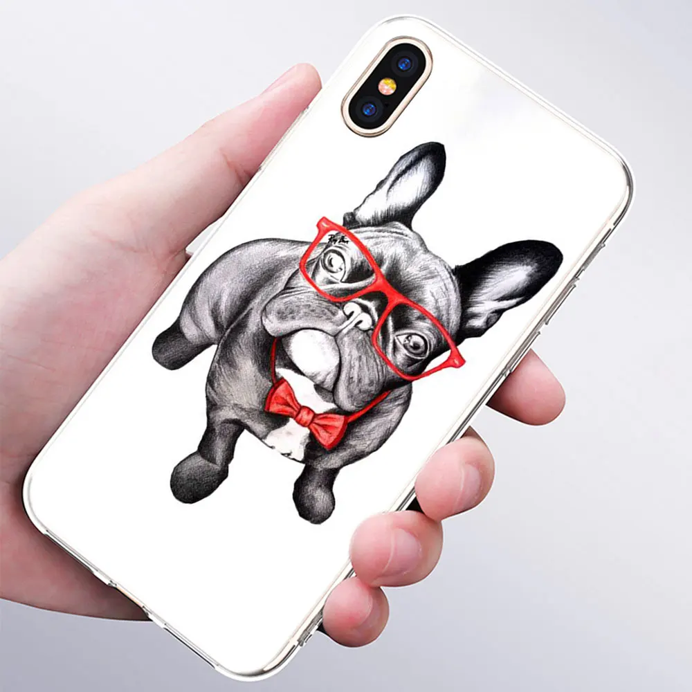 Роскошный мягкий силиконовый чехол для телефона французская собака породы бульдог для Apple iPhone 11 Pro XS Max X XR 6 6S 7 8 Plus 5 5S SE Модный чехол - Цвет: 008