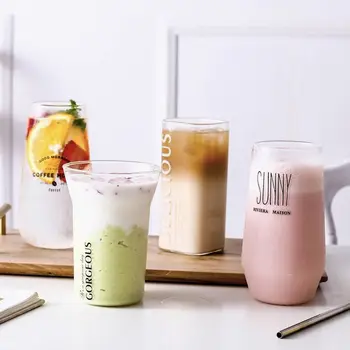 

Transparent Glass Nordic Net Red Ins Drink Juice Cup Creative Personality Trend Cup