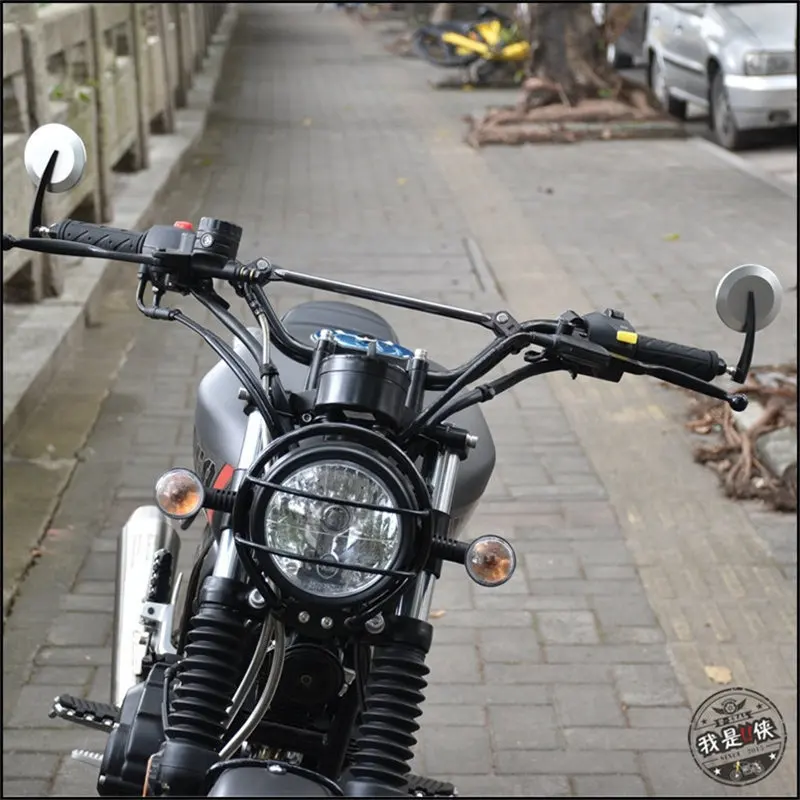 CNC черный серебристый хром круглый moto rbike боковое зеркало заднего вида Универсальный рожки Руля Мотоцикла зеркало