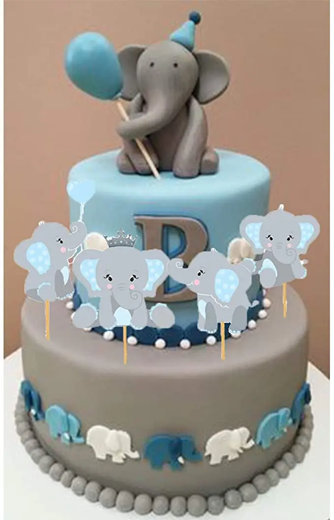 48 шт. синие слоны для кексов маленьких мальчиков душа украшения дня рождения