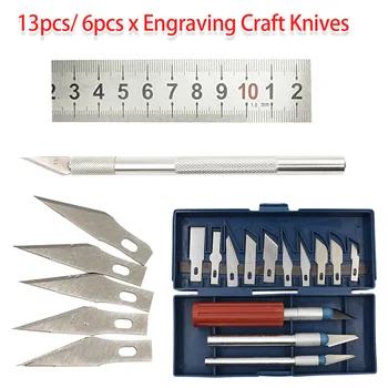 

Hand Tool Set 13pcs/ 6pcs Metal Scalpel Knife Tool Kit Cutter Engraving Craft Knives for Mobile Phone PCB DIY Repair Tool