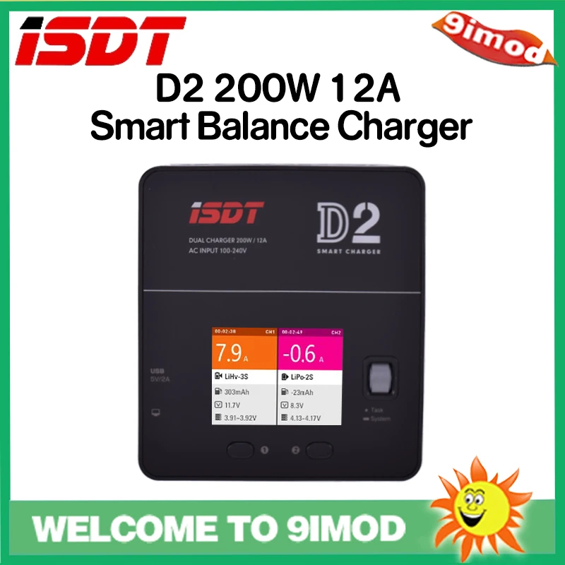 ISDT D2 200W 12A AC 100-240V двухканальный выход английская версия Смарт баланс зарядное устройство для 2 S-6 S Lipo батарея