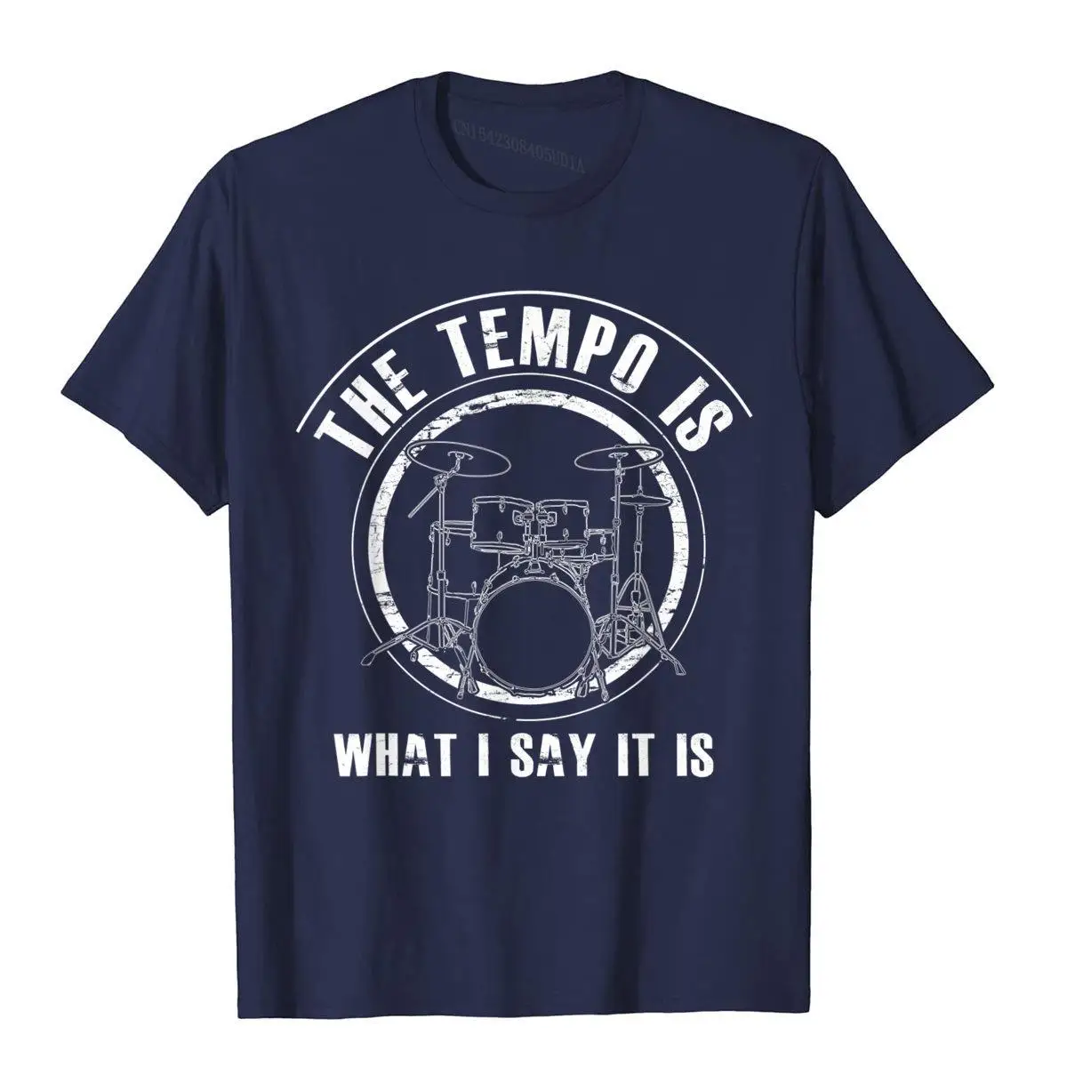 Mens The Tempo Is What I Say It Is T-Shirt Funny Drummer Gift T-Shirt__B6207navy