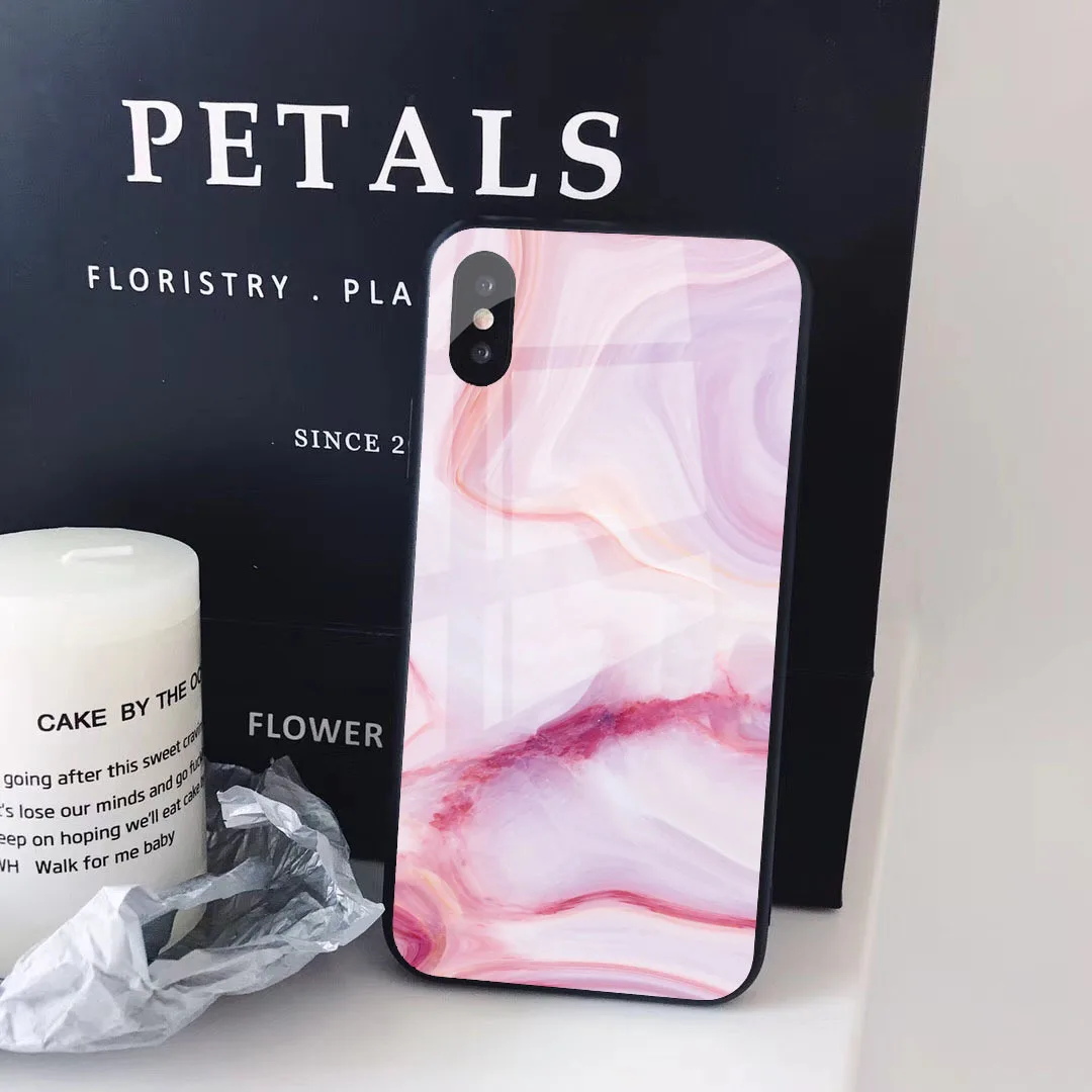 Для iPhone 11 Pro Max i8 i8 Plus i7 i7 Plus i6 i6s Plus Ins Модный чехол из закаленного стекла гранит IMD Coque для iPhone 11 Pro