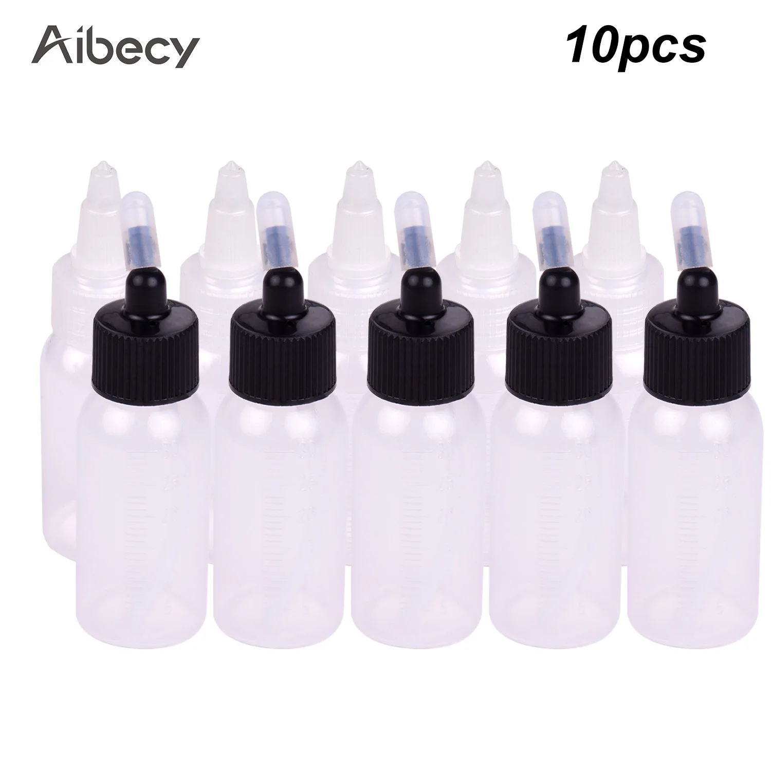 Aibecy Аэрограф краски бутылки банки коробка для горшков 10-каждый 1,2-унции(35cc) с адаптер с крышкой крышка шкала линии двойного действия сифон подачи