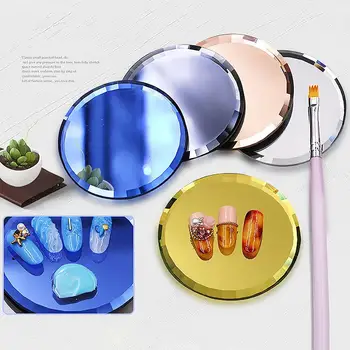 

Nail Art Color Palette False Tips Mirror Glass Display Board DIY Manicure Equipment Tool joyero madera estuche para anillos