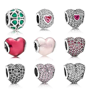 

NEW 100% 925 Sterling Silver Classic Beads Love/Heart Charm Fit Bracelet DIY bracelet The factory wholesale