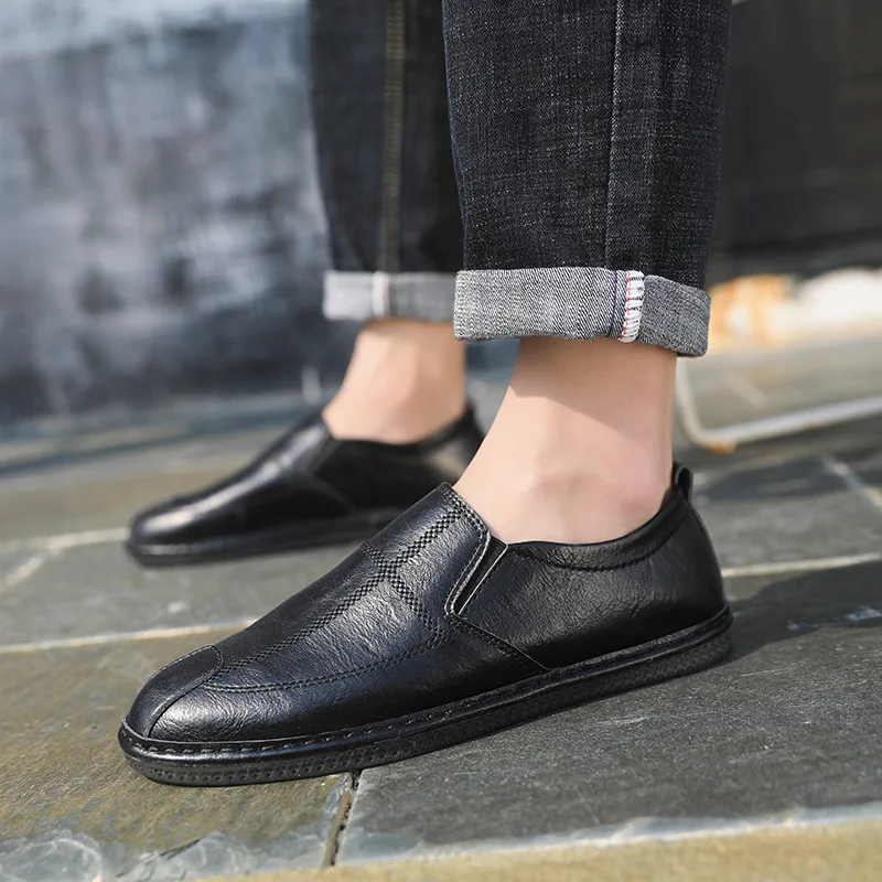 

2019 New Style Summer Men Shoes Korean-style Trend Peas Leather Shoes Men MacBook Casual Shoes Versatile Lazy Trendy Shoes