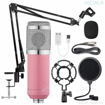 Günstig Professional Studio Aufnahme Live Singen Mikrofon BM-800 Rosa Kondensator Karaoke PC Mic Microfone Mit Shock Mount Schreibtisch Unterstützung