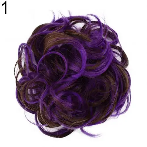 Модные женские волосы пучок наращивание волнистые вьющиеся грязный пончик шиньоны парик шиньон - Цвет: 1