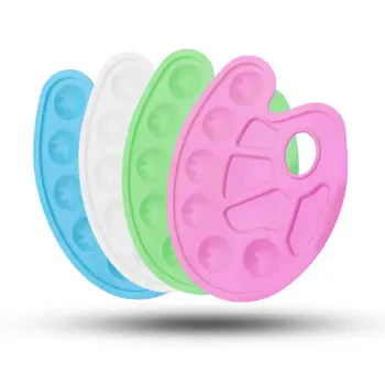 

4Pcs Plastic Painting Tray Artist Paint Palette Portable with Thumb Hole 10 Wells DIY Art Craft Gouache Painting