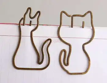 

10pcs Retro flat bronze animal paper clip cartoon cat cat cute little pig paper clip