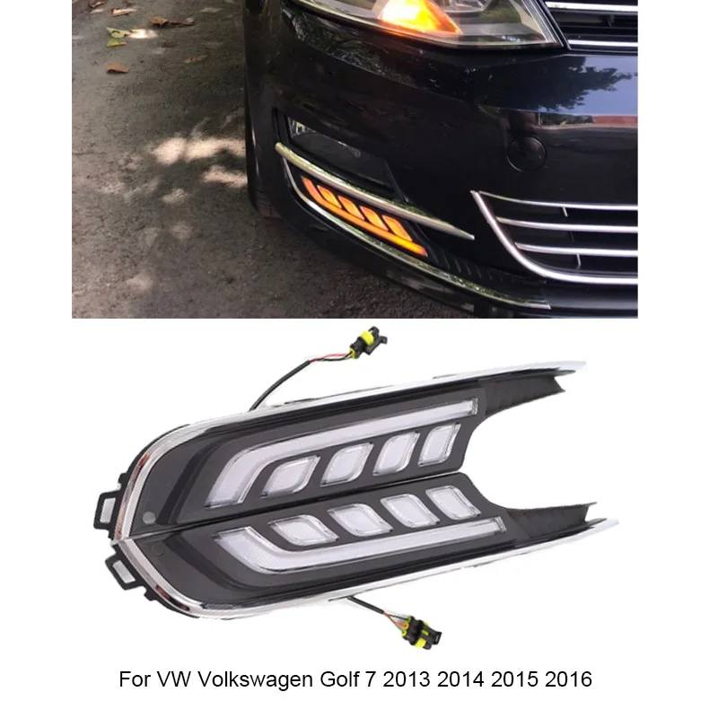 Дневной ходовой светильник для VW* Volkswagen* Golf 7 2013 Дневной светильник 2 шт. светодиодный DRL с желтым сигналом поворота