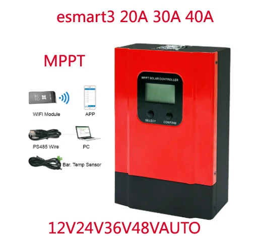 Esmart3 Series a 30a 40a Mppt Solar Charge Controllers 12v24v36v48v Auto Work Mppt Solar Pv Max 150vdc With Rs485 And Wifi Solar Controllers Aliexpress