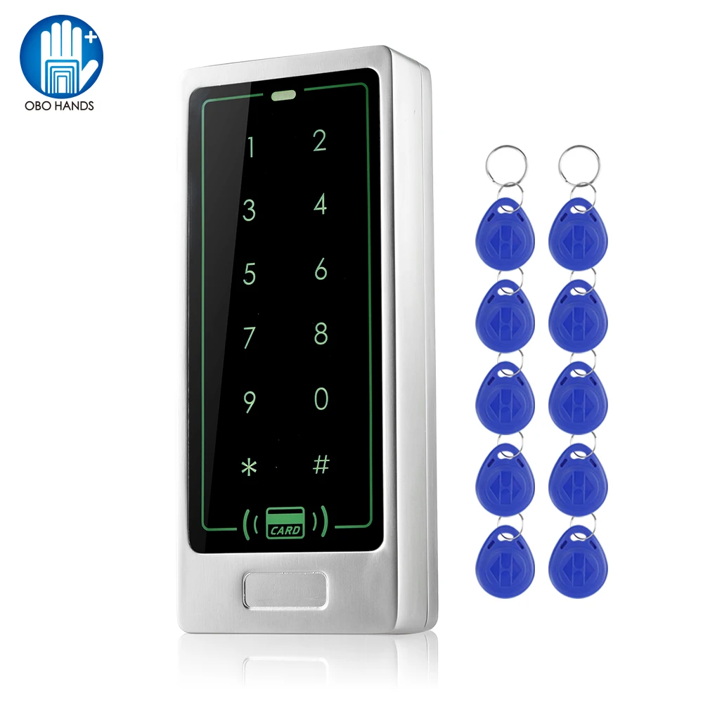 Password Metal Door Access Control Keypad+10 RFID Keyfobs New 125KHz RFID Card
