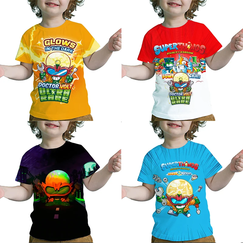 Bambini Superthings Power Machines Magliette Bambini Super Zings Series 7 T-Shirt Summer Toddler Boys Girls Cartoon Anime 3D Tshirt