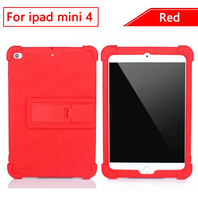 mini 4 red Silicon Cover Case For Apple Ipad Mini 4 5 7.9 inch Tablet Pc Protective Case For Apple Ipad Mini 1 2 3 Shockproof Soft Cover - Цвет: mini 4 red