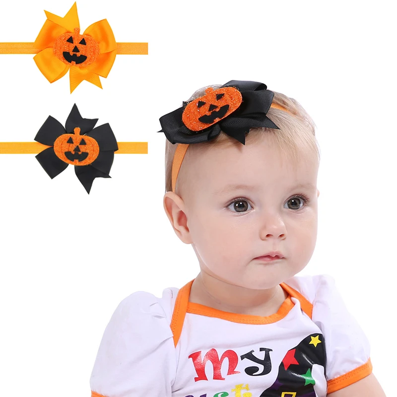 2pcs Halloween Headband Newborn Baby Turban Elastic Princess Halloween Hairbands Child Kids Pearl Fresh Cute Headwear haarband