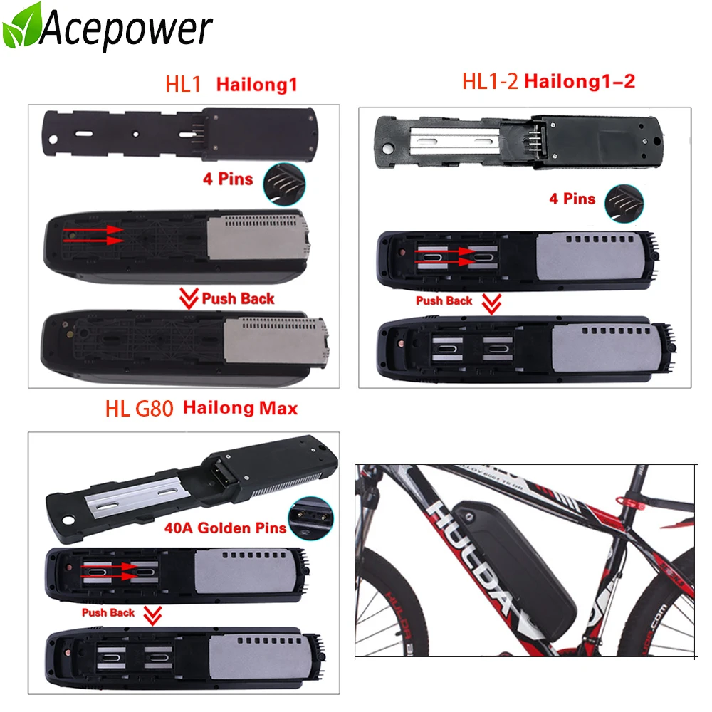 Hailong-電動自転車用バッテリー,オリジナル,48v,52v,36v,10ah