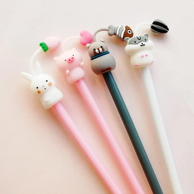 

Creative Cartoon Animal Cute Pet Pig Cat Hamster Rabbit Silicone Gel Pen for Kids Gift Kawaii Student School Stationery Supply