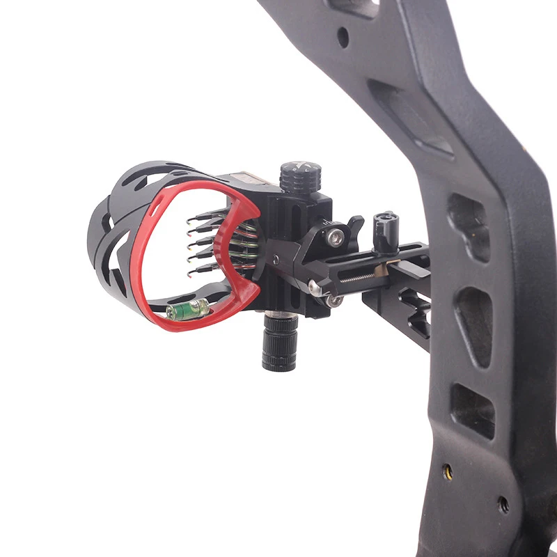 

Archery Arrow Compound Bow Sight Peep 5 Pin Optical 0.019 Fiber Guard Shooting