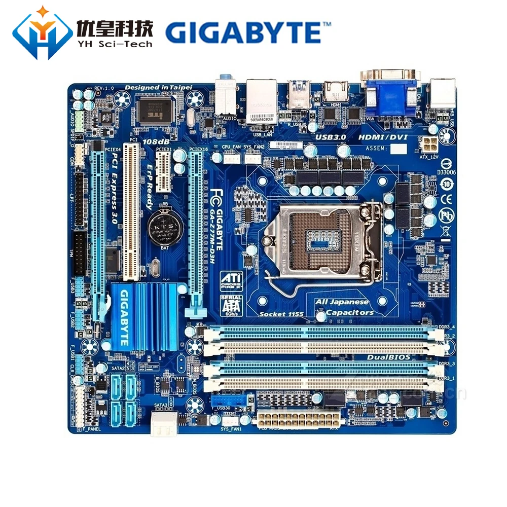 Оригинальная б/у настольная Материнская плата Gigabyte GA-Z77M-D3H Z77 Socket LGA 1155 Core i7/i5/i3/Pentium/Celeron DDR3 32G Micro ATX