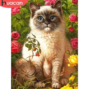 

HUACAN DIY Diamond Painting 5d Cat Diamond Embroidery Full Square/round Animal Mosaic Home Decor