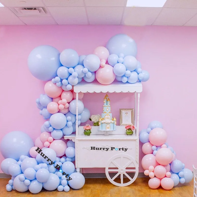 113 шт Макарон синие шары на день рождения арочный Комплект Розовые пастельные